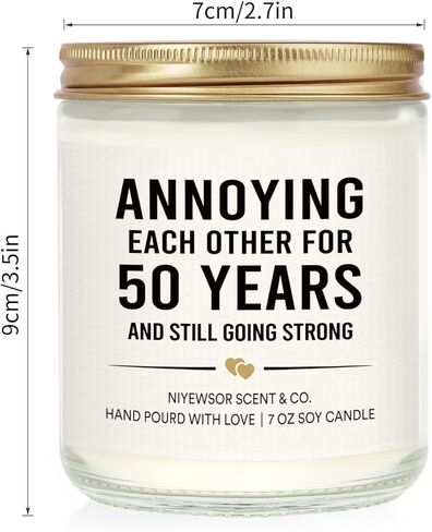 50th Anniversary Candle, 50th Wedding Anniversary, Gifts for Couple, 50th Anniversary, Gifts for Parents, 50 Years Anniversary, Gifts for Husband, Wife, Him, Her, Friends in Saudi Arabia