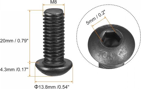 uxcell M8x16mm عرافة المقبس زر غطاء الرأس البراغي مسامير سبائك الصلب 10 قطع in Saudi Arabia