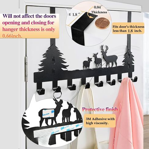 Over The Door Hooks for Hanging Coat Rack Towel Hook Metal Door Hanger Hook Black Coat Hook for Hat,Clothes,Keys,Pet Leash,Umbrella in Saudi Arabia