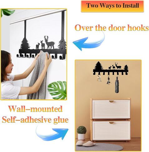 Over The Door Hooks for Hanging Coat Rack Towel Hook Metal Door Hanger Hook Black Coat Hook for Hat,Clothes,Keys,Pet Leash,Umbrella in Saudi Arabia