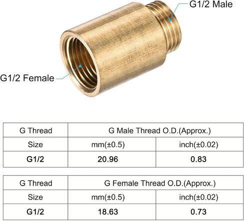 MECCANIXITY Brass Extension Pipe Fitting 10mm G1/2 Female to G1/2 Male Thread Reducer Coupling Adapter Connector in Saudi Arabia