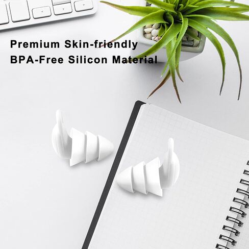 سدادات أذن لعزل ضوضاء النوم، سدادات أذن لحجب أصوات النوم، سدادات أذن من السيليكون لحماية السمع قابلة لإعادة الاستخدام للعمل والشخير والسباحة والحفلات الموسيقية والرماية - أسود in Kuwait