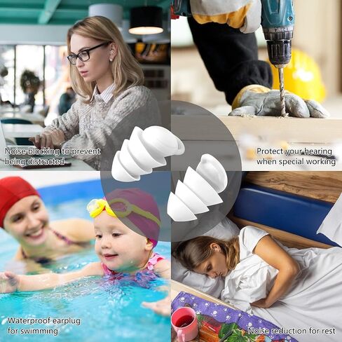 سدادات أذن لعزل ضوضاء النوم، سدادات أذن لحجب أصوات النوم، سدادات أذن من السيليكون لحماية السمع قابلة لإعادة الاستخدام للعمل والشخير والسباحة والحفلات الموسيقية والرماية - أسود in Kuwait