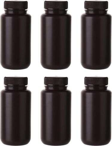 Amber Reagent Bottle HDPE Wide Mouth Round Plastic Bottles, 6 pcs of 250ml Sample Sealing Storage Container for Laboratories, Classrooms, or Storage at Home, LVAL003 in Saudi Arabia