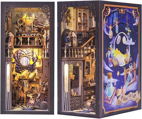 مجموعة زوايا الكتب التي يمكنك صنعها بنفسك - نهايات الكتب المزخرفة مع ضوء LED، زخرفة العناصر السحرية، غطاء مقاوم للغبار للبالغين - رف الألغاز النموذجي - ديكور منزلي رائع - مجموعة كتب يمكنك صنعها بنفسك in Kuwait