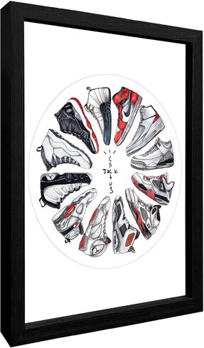 lixinxuyang Frame Sneaker Collection Poster, Michael Jordan Shoes Poster - Hypebeast Sneaker AJ Canvas Wall Art Room Decor 8x10 inch in Saudi Arabia