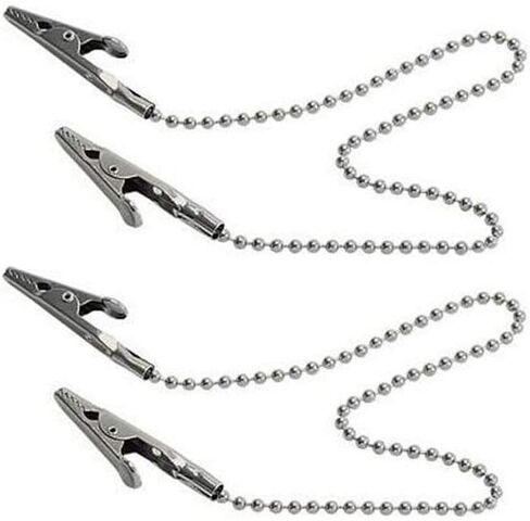 2PCS Metal Chain Bib Clip Napkin Clips with Ball Chains & Alligator Clamps for Elderly Adult Baby Keep Your Napkin Securely Placed While Dining in Saudi Arabia