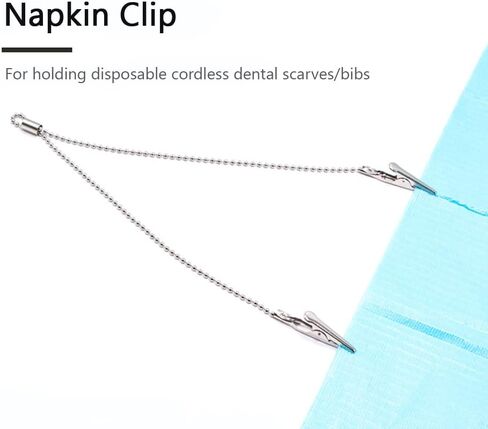 2PCS Metal Chain Bib Clip Napkin Clips with Ball Chains & Alligator Clamps for Elderly Adult Baby Keep Your Napkin Securely Placed While Dining in Saudi Arabia