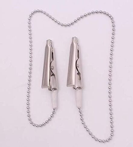 2PCS Metal Chain Bib Clip Napkin Clips with Ball Chains & Alligator Clamps for Elderly Adult Baby Keep Your Napkin Securely Placed While Dining in Saudi Arabia