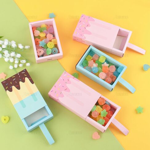 AUEAR, 12 Pack Gift Boxes Popsicle Shape Ice Cream Party Favor Box Mini Candy Folding Paper Box for Decorations in Kuwait