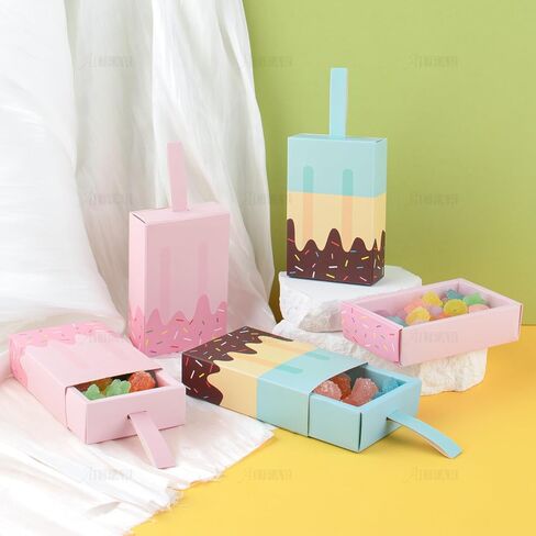 AUEAR, 12 Pack Gift Boxes Popsicle Shape Ice Cream Party Favor Box Mini Candy Folding Paper Box for Decorations in Kuwait