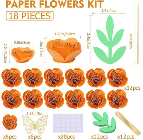 3D Rolled Roses Paper Flowers Decorations for Custom Shadow Box Frame, Handmade Mini Artificial Crafts DIY Gift (18 Pieces, Dark Purple) in Kuwait