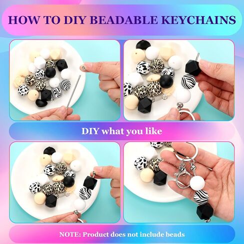 20 Pcs Beadable Keychain Bars Metal Beaded Blank Keychains Charms DIY Keychain Supplies Bulk for DIY Pendant Jewelry Making Projects Crafts Office School Accessories (Silver, Gold) in Kuwait