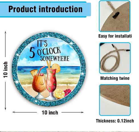 Tiki Bar Decor Wooden Ornament Summer Decor for Front Door Sign Decor Keepsake, Hawaii Tropical Beach House Decoration, Wooden Hanging Sign Kitchens Living Room Decor for Home Office -DH322 in Saudi Arabia