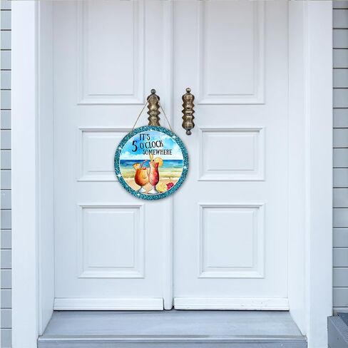 Tiki Bar Decor Wooden Ornament Summer Decor for Front Door Sign Decor Keepsake, Hawaii Tropical Beach House Decoration, Wooden Hanging Sign Kitchens Living Room Decor for Home Office -DH322 in Saudi Arabia