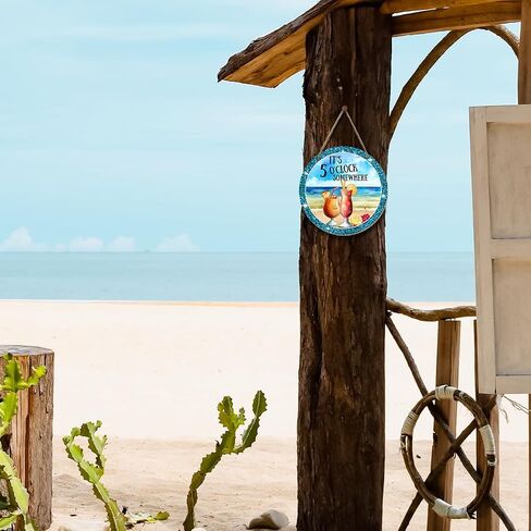 Tiki Bar Decor Wooden Ornament Summer Decor for Front Door Sign Decor Keepsake, Hawaii Tropical Beach House Decoration, Wooden Hanging Sign Kitchens Living Room Decor for Home Office -DH322 in Saudi Arabia
