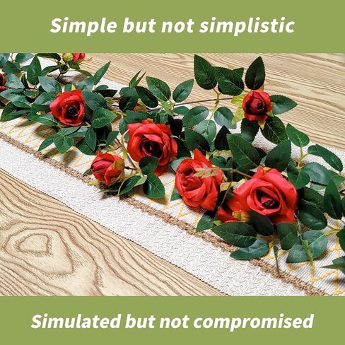 Realistic Artificial Rose Vine for Indoor Outdoor Wall Home Room Garden Wedding Summer Porch Terrace Balcony Decor Garland Artificial Hanging Flower(red) in Saudi Arabia