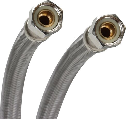 موصل صنبور Fluidmaster B6F12، من الفولاذ المقاوم للصدأ المضفر - خيط ضغط أنثى 3/8 × خيط ضغط أنثى 3/8، طول 30.48 سم in Kuwait