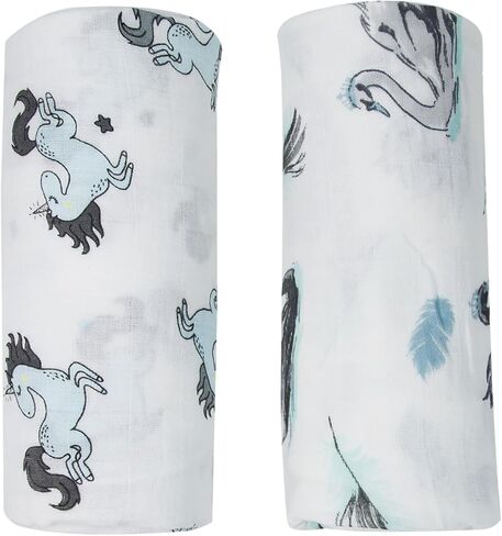 بطانية قماط للأطفال من الموسلين، مقاس 47 بوصة × 47 بوصة، 100% قطن ناعم للجنسين للأولاد والبنات، مطبوعة بالزهور، غطاء لعربة الأطفال من القماش للتجشؤ (Dreamcatcher) in Kuwait