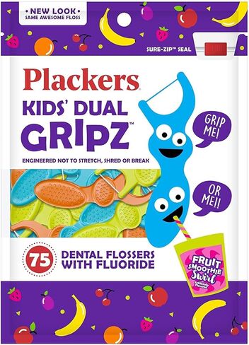 Plackers Flossers for Kids - 75 flossers with dual grip for different ages in Saudi Arabia