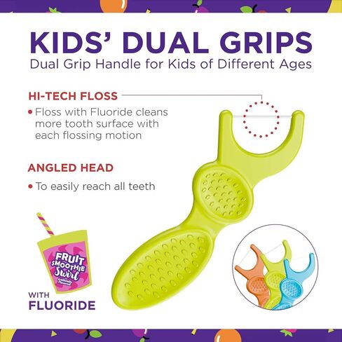 Plackers Flossers for Kids - 75 flossers with dual grip for different ages in Saudi Arabia