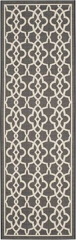 SAFAVIEH Courtyard Collection Runner Rug - 2'7" x 8'2", Black & Beige, Non-Shedding & Easy Care, Indoor/Outdoor & Washable-Ideal for Patio, Backyard, Mudroom (CY6071-266) in Saudi Arabia