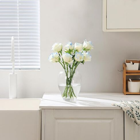 YANWE1 مزهرية زجاجية شفافة، مزهرية زجاجية كبيرة، مزهرية زهور طويلة، مزهرية أرضية، مزهرية حديثة، مزهرية زخرفية لغرفة المعيشة، طاولة الطعام، عباءة، رف، زفاف، مكتب، رف كتب، مدخل، 11.8 بوصة in Kuwait