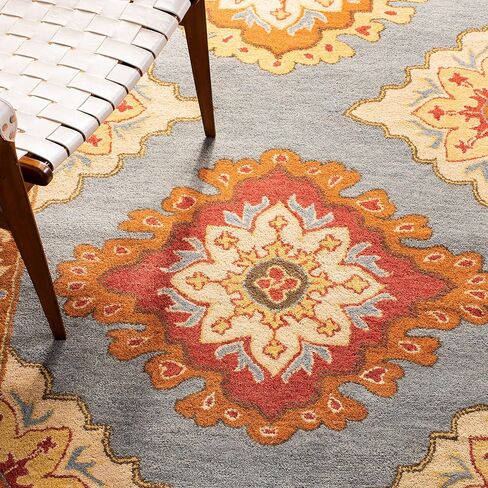 مجموعة التراث SAFAVIEH 8 × 10 بوصة أزرق / صدئ HG408A سجادة منطقة الصوف الفاخرة الشرقية التقليدية المصنوعة يدويًا in Kuwait