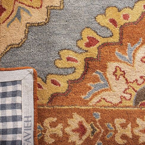 مجموعة التراث SAFAVIEH 8 × 10 بوصة أزرق / صدئ HG408A سجادة منطقة الصوف الفاخرة الشرقية التقليدية المصنوعة يدويًا in Kuwait