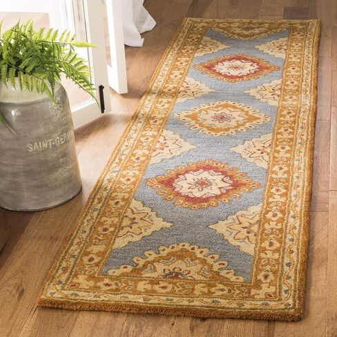 مجموعة التراث SAFAVIEH 8 × 10 بوصة أزرق / صدئ HG408A سجادة منطقة الصوف الفاخرة الشرقية التقليدية المصنوعة يدويًا in Kuwait