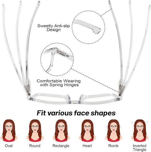 4 Packs Reading Glasses for Women Large Readers with Spring Hinges 1.0 1.25 1.5 1.75 2.0 to 4.0 in Saudi Arabia