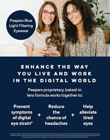 نظارات قراءة Peepers من PeeperSpecs للسيدات كاتالينا فوكس كبيرة الحجم تحجب الضوء الأزرق in Kuwait