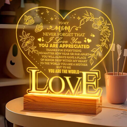 Bestie Gifts ضوء ليلي LED من القلب لأفضل صديق - هدايا عيد ميلاد Bestie - مصباح يعمل بمنفذ USB مع تصميم Pinky Promise ورسالة مؤثرة - قاعدة خشبية - هدية صداقة مثالية لديكور المنزل in Kuwait