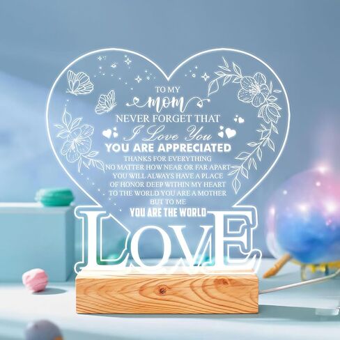 Bestie Gifts ضوء ليلي LED من القلب لأفضل صديق - هدايا عيد ميلاد Bestie - مصباح يعمل بمنفذ USB مع تصميم Pinky Promise ورسالة مؤثرة - قاعدة خشبية - هدية صداقة مثالية لديكور المنزل in Kuwait