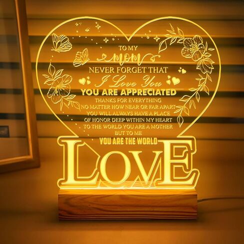 Bestie Gifts ضوء ليلي LED من القلب لأفضل صديق - هدايا عيد ميلاد Bestie - مصباح يعمل بمنفذ USB مع تصميم Pinky Promise ورسالة مؤثرة - قاعدة خشبية - هدية صداقة مثالية لديكور المنزل in Kuwait