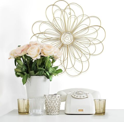 Stratton Home Décor S07729 Wire Flower Wall Decor, 21.50 W x 0.50 D x 21.50 H, Gold in Saudi Arabia