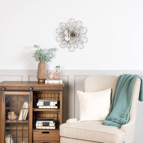 ستراتون ديكور منزلي S07729 ديكور حائط على شكل زهرة سلكية، 21.50 عرض × 0.50 عمق × 21.50 ارتفاع، ذهبي in Kuwait