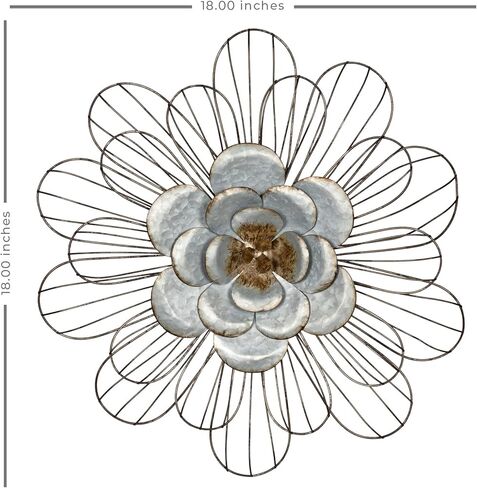 ستراتون ديكور منزلي S07729 ديكور حائط على شكل زهرة سلكية، 21.50 عرض × 0.50 عمق × 21.50 ارتفاع، ذهبي in Kuwait