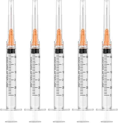 3ml Disposable Syringe with 25Ga 1 Inch Needle,30 PCS Luer Lock Industrial Dispensing Accessories ,Individually Wrapped in Saudi Arabia