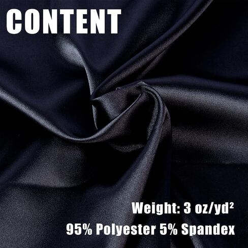 Black Charmeuse Satin Fabric 5 Yards Clothing Polyester Bridal Solid Silky Satin Fabric by The Yard 60" Inches Wide for Sewing, Pillow Case, Lining, Wedding, Bridal, Costume, DIY Crafting in Saudi Arabia