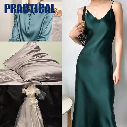 Black Charmeuse Satin Fabric 5 Yards Clothing Polyester Bridal Solid Silky Satin Fabric by The Yard 60" Inches Wide for Sewing, Pillow Case, Lining, Wedding, Bridal, Costume, DIY Crafting in Saudi Arabia