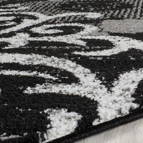 SAFAVIEH Adirondack Collection 4' Round Black / Silver ADR114A Floral Glam Damask Distressed Non-Shedding Dining Room Entryway Foyer Living Room Bedroom Area Rug in Saudi Arabia