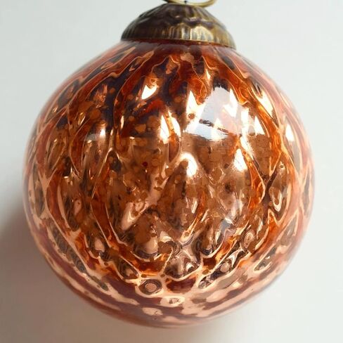 Set of 4 Rose Gold Copper Mercury Glass Ornaments (3.15" Elegant Etched Ball) - Perfect for Christmas Tree, Hanging Holiday Decoration, Gifts & Home Decor in Saudi Arabia