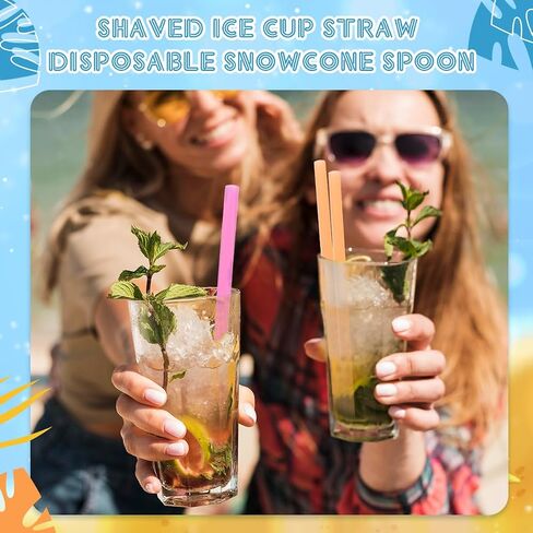2000Pcs Snow Cone Spoon Straws,Disposable Plastic Straws,Flexible Drinking Spoon Straws(Mixed Bright Colors) in Kuwait