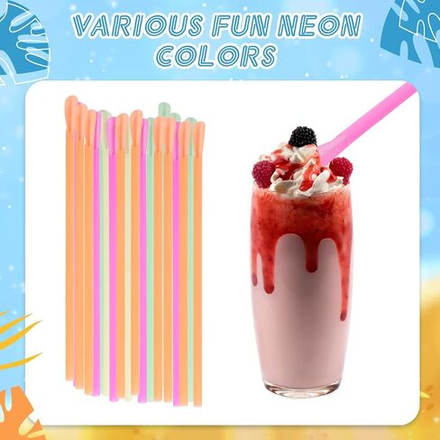 2000Pcs Snow Cone Spoon Straws,Disposable Plastic Straws,Flexible Drinking Spoon Straws(Mixed Bright Colors) in Kuwait