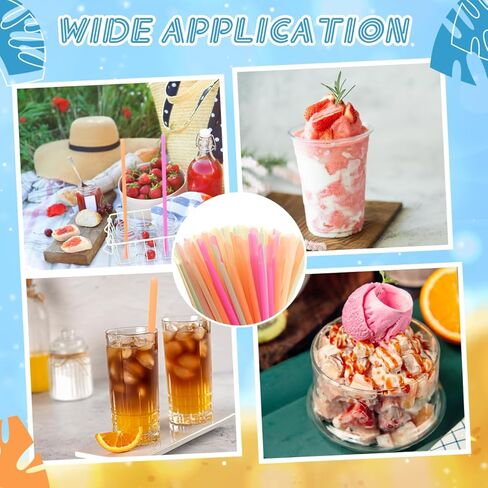 2000Pcs Snow Cone Spoon Straws,Disposable Plastic Straws,Flexible Drinking Spoon Straws(Mixed Bright Colors) in Kuwait