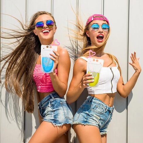 Hoolerry 36 Sets Disco Pouches for Drinks Adult Drink Pouches 70s Disco Party Drink Pouches with Straws Resealable Disco Theme Drink Bags Plastic Zipper Clear Juice Pouches for Party Supply(Classic) in Saudi Arabia
