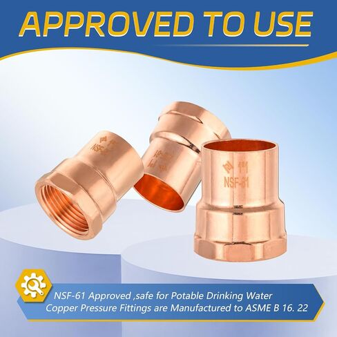 10-PACK GUOFIS 3/4Inch C x 3/4Inch FNPT Copper Female Adapter, LF Short Radius Fittings Adapter with Sweat Solder X FNPT Connection for Residential, Commercial in Saudi Arabia