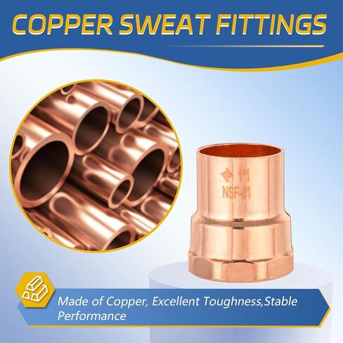 10-PACK GUOFIS 3/4Inch C x 3/4Inch FNPT Copper Female Adapter, LF Short Radius Fittings Adapter with Sweat Solder X FNPT Connection for Residential, Commercial in Saudi Arabia
