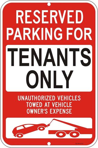 3Pack Reserved Parking For Tenants Only Sign, 18" x 12" Unauthorized Vehicles Towed Sign| Reflective Rust/Fade-Free Metal Warning Sign for Private Property, Parking Lots, Home Driveways in Saudi Arabia